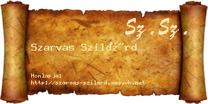 Szarvas Szilárd névjegykártya